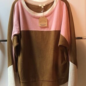Kori Colorblock Sweater in Pink, Brown, and Cream